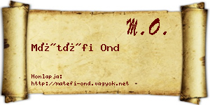 Mátéfi Ond névjegykártya
